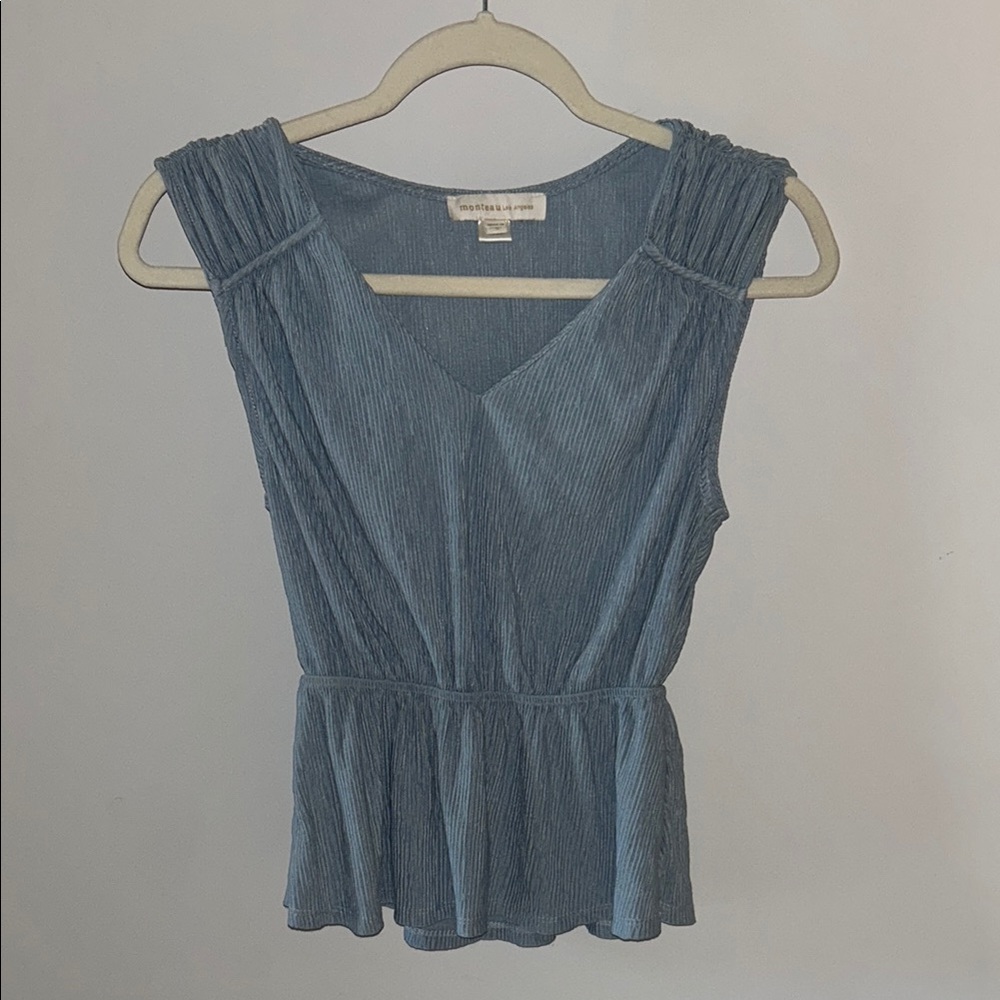 Elegant Blue V-Neck Blouse
